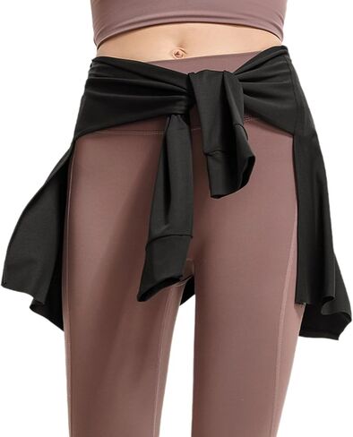 Women Solid Color Yoga Tennis Up Skirt Athletic Workout Running Fitness Tie Up Wrap Skirt Hip Covering Scarf Shawl in Kuwait
