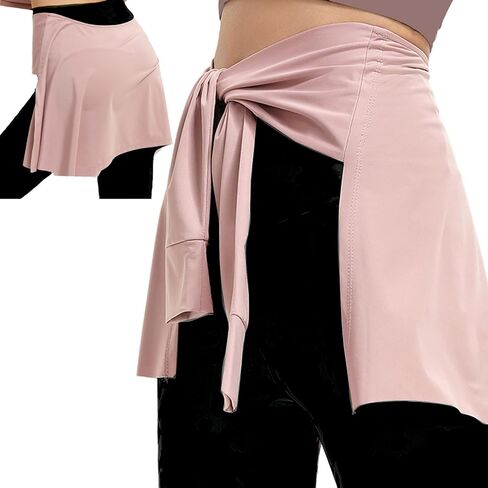 Women Solid Color Yoga Tennis Up Skirt Athletic Workout Running Fitness Tie Up Wrap Skirt Hip Covering Scarf Shawl in Kuwait