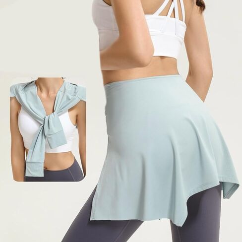 Women Solid Color Yoga Tennis Up Skirt Athletic Workout Running Fitness Tie Up Wrap Skirt Hip Covering Scarf Shawl in Kuwait