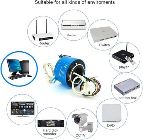 1pc Gigabit Ethernet Slip حلقة مع التجويف 50mm OD119mm 1 قناة Gigabit 6 سلك 10 أ إيثرنت الانزلاق مع موصل الذكور GJ45 in Kuwait