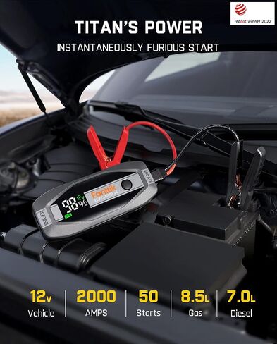 Fanttik T8 APEX 2000 Amp Jump Starter, 20000mAh Car Battery Pack for Up to 8.5L Gasoline and 6L Diesel Engines with LED Display, 65W PD Fast Charger,12V Extreme Safe Lithium Portable Jump Starter in Saudi Arabia