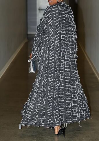 Tbahhir Women الكلاسيكية الممزق Jean Joan Cardigan المفتوح الأمامي الافضاز فضفاض in Kuwait