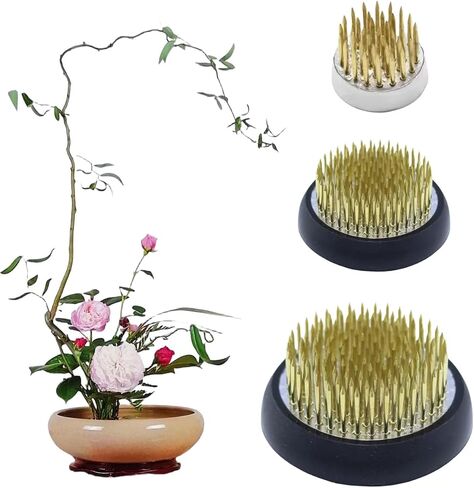 Stainless Floral Frogs Kenzan, Round Metal Flower Frog Vase Arranger Pin Holder for Ikebana, DIY Flower Craft Arrangements, Set of 3 (Silver) in Kuwait