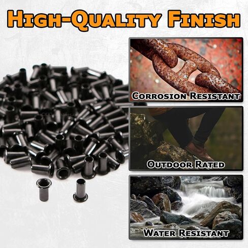 Kydex Holster Eyelets - (#8-9 Length) - (1/4 in. Diameter) - (Black Coated) - (100 Pack) - (USA Made) - Kydex Rivets for DIY Holster and Sheath Making in Saudi Arabia