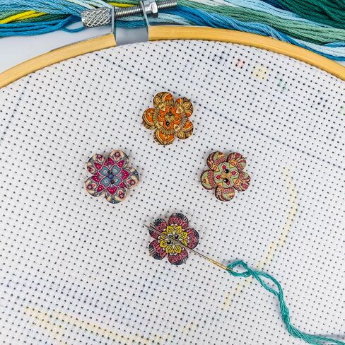 4 Pieces Wooden Mini Floret Needle Minder for Cross Stitch,Needle Minder Magnet-Embroidery Needlework Accessories in Kuwait
