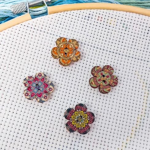 4 Pieces Wooden Mini Floret Needle Minder for Cross Stitch,Needle Minder Magnet-Embroidery Needlework Accessories in Kuwait
