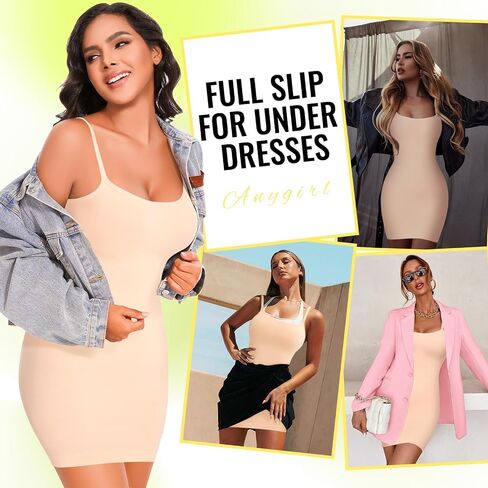 Anygirl Strapless Shapewear Slip for Under Dresses Tummy Control V Neck Body Shaper Seamless Full Slip Under Dress Cami Slips in Saudi Arabia