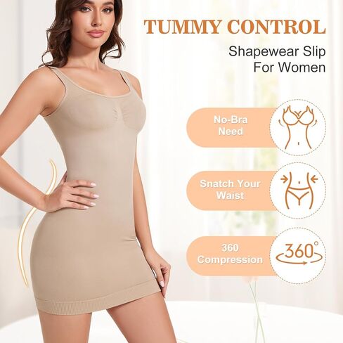 Shapewear Dress Slip for Women Under Dress Body Shaper Tummy Control Full Slip Seamless Shaping Dress in Saudi Arabia