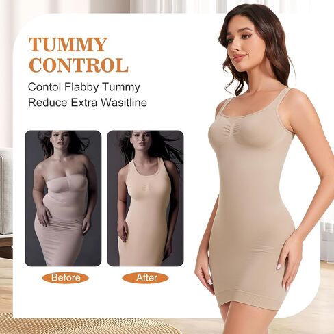 Shapewear Dress Slip for Women Under Dress Body Shaper Tummy Control Full Slip Seamless Shaping Dress in Saudi Arabia