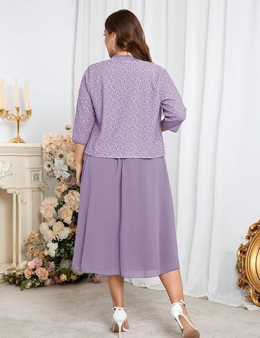 Zomva Plus Size Mother Farmly of the Bride Bride with Jacket 2 قطعة شيفون A-Line Dress Guest in Kuwait