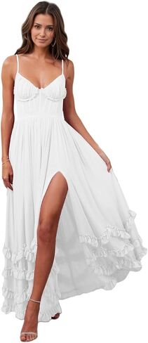 Chiffon Floral Bridesmaid Dresses for Women with Slit A Line Summer Prom Dress in Saudi Arabia