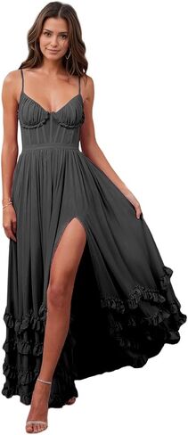 Chiffon Floral Bridesmaid Dresses for Women with Slit A Line Summer Prom Dress in Saudi Arabia