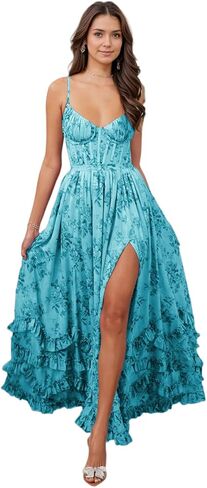 Chiffon Floral Bridesmaid Dresses for Women with Slit A Line Summer Prom Dress in Saudi Arabia