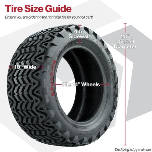 GTW Predator 23 inch Golf Cart All Terrain Tire | 23x10-14 | A/T Tire | 4-Ply | Universal Fitment with 14 inch Wheels | Set of 4 in Saudi Arabia