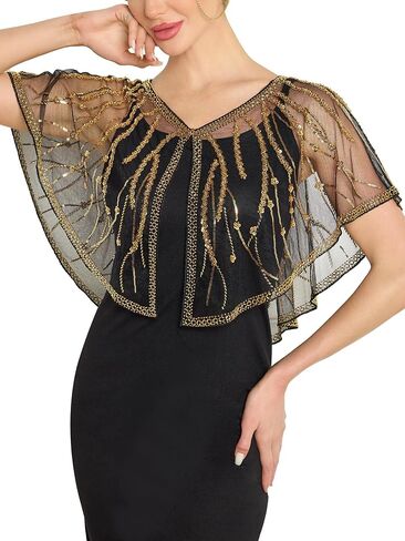 Women's 1920s Shawl Wraps,Sequin Flapper Evening Shawls for women Gatsby Accessories for Harlem Night in Kuwait