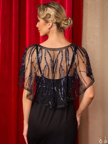 Women's 1920s Shawl Wraps,Sequin Flapper Evening Shawls for women Gatsby Accessories for Harlem Night in Kuwait