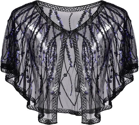 Women's 1920s Shawl Wraps,Sequin Flapper Evening Shawls for women Gatsby Accessories for Harlem Night in Kuwait