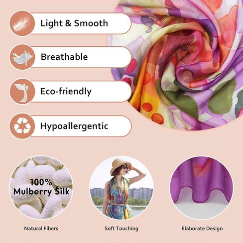 DANA XU Women's 100% Mulberry Satin Silk Pashmina Shawl Wraps Extra Large Floral Scarf for Evening Dresses, Soft Oversized in Saudi Arabia