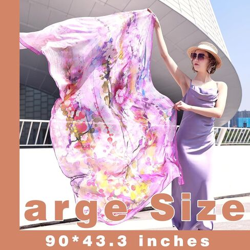 DANA XU Women's 100% Mulberry Satin Silk Pashmina Shawl Wraps Extra Large Floral Scarf for Evening Dresses, Soft Oversized in Saudi Arabia