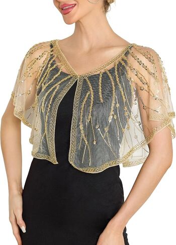 Women's 1920s Shawl Wraps,Sequin Flapper Evening Shawls for women Gatsby Accessories for Harlem Night in Kuwait