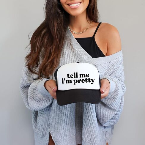 Tell Me I'm Pretty Women and Teens Classic 5 Panel Mesh Snap Back Trucker Hat in Saudi Arabia