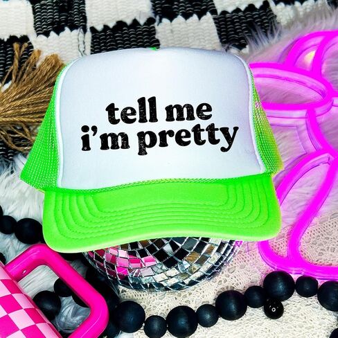 Tell Me I'm Pretty Women and Teens Classic 5 Panel Mesh Snap Back Trucker Hat in Saudi Arabia