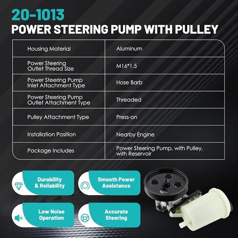 20-312P1 Power Steering Pump with Pulley Fit for Ford F150 04-08,Expedition 03-06,for Lincoln Mark LT 06-08,Navigator 03-06 4.6L 5.4L V8 Automotive Replacement Power Steering Pumps 6L3Z3A674B in Saudi Arabia