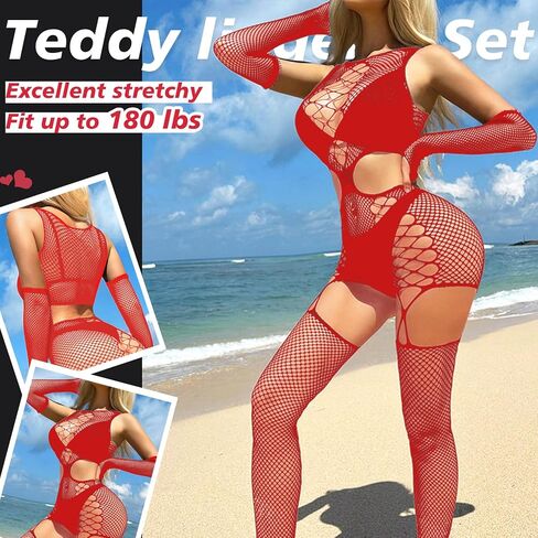 Sexy Lingerie for Women Naughty Fishnet Lingerie Set Bodysuit Outfits Teddy Sheer Mesh Erotic in Saudi Arabia