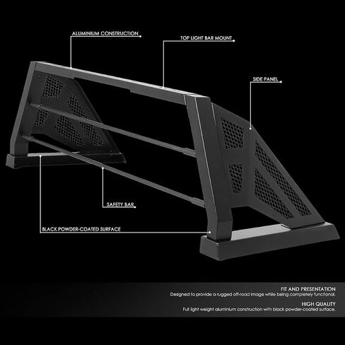 DNA Motoring TCRB-001 Aluminum Truck Bed Roll Bar + Roof Cargo Rack Assembly Compatible with 07-18 Tundra Styleside Model , Black in Saudi Arabia