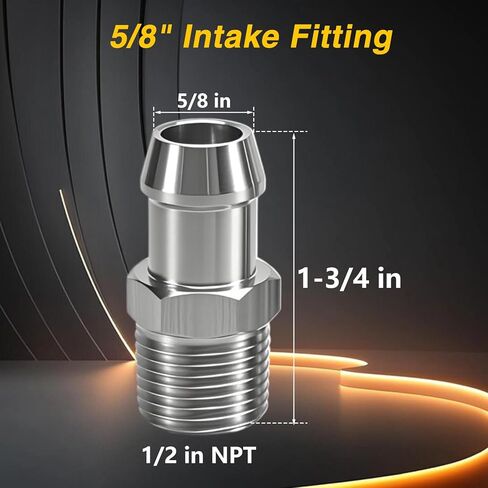 2pcs ترقية الفولاذ المقاوم للصدأ 1/2 "تركيبات خرطوم سخان NPT ، 5/8" ملاءمة مضخة المياه 3/4 "ملاءمة مع محركات تشيفي بلوك صغيرة 283 305 307 327 350 383 400 in Kuwait