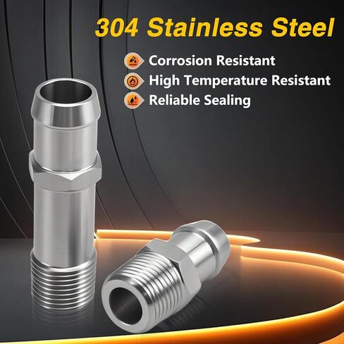 2pcs ترقية الفولاذ المقاوم للصدأ 1/2 "تركيبات خرطوم سخان NPT ، 5/8" ملاءمة مضخة المياه 3/4 "ملاءمة مع محركات تشيفي بلوك صغيرة 283 305 307 327 350 383 400 in Kuwait