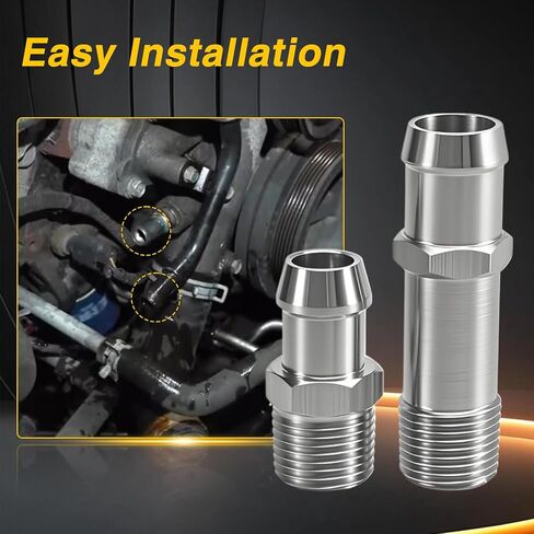 2pcs ترقية الفولاذ المقاوم للصدأ 1/2 "تركيبات خرطوم سخان NPT ، 5/8" ملاءمة مضخة المياه 3/4 "ملاءمة مع محركات تشيفي بلوك صغيرة 283 305 307 327 350 383 400 in Kuwait