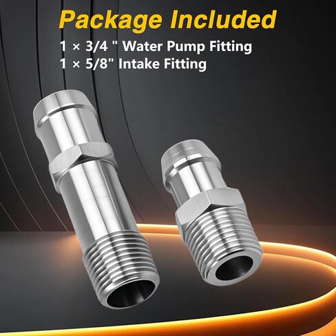 2pcs ترقية الفولاذ المقاوم للصدأ 1/2 "تركيبات خرطوم سخان NPT ، 5/8" ملاءمة مضخة المياه 3/4 "ملاءمة مع محركات تشيفي بلوك صغيرة 283 305 307 327 350 383 400 in Kuwait