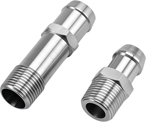 2pcs ترقية الفولاذ المقاوم للصدأ 1/2 "تركيبات خرطوم سخان NPT ، 5/8" ملاءمة مضخة المياه 3/4 "ملاءمة مع محركات تشيفي بلوك صغيرة 283 305 307 327 350 383 400 in Kuwait