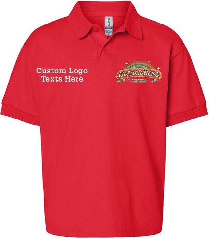 INK STITCH Youth Kids 8800b Gildan Custom Embroidery Add Logo Texts Jersey Polo Shirts in Kuwait