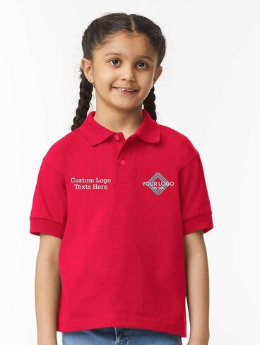 INK STITCH Youth Kids 8800b Gildan Custom Embroidery Add Logo Texts Jersey Polo Shirts in Kuwait