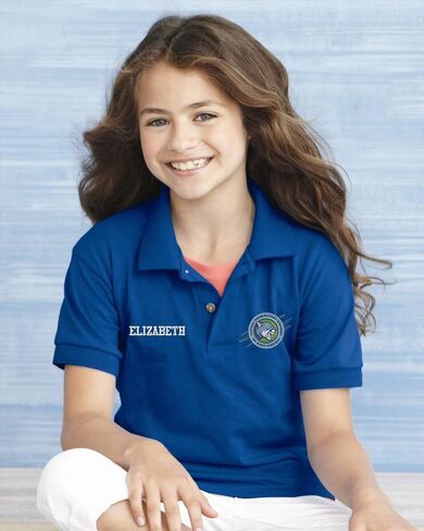 INK STITCH Youth Kids 8800b Gildan Custom Embroidery Add Logo Texts Jersey Polo Shirts in Kuwait