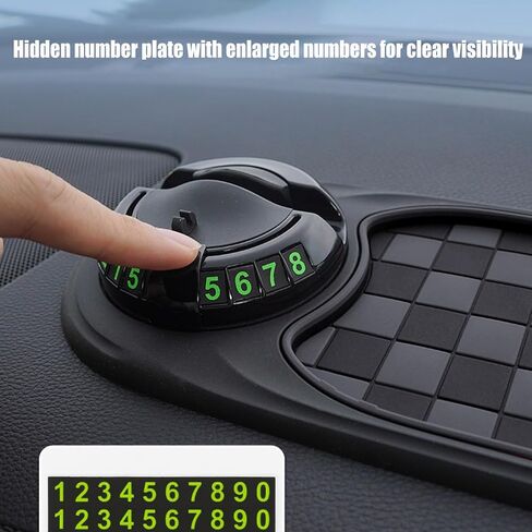 S-SNAIL-OO Multifunction Car Anti-Slip Mat, Multifunction Car Dashboard Mobile Phone Holder with Temporary Parking Number Pad for Phones, Sunglasses, Keys, Gadgets (Gray-Black) in Saudi Arabia