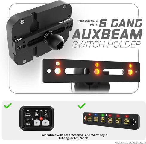 Tackform 8 Gang Auxiliary Switch Panel Controller Mount with 20mm Ball | Compatible with Auxbeam | 6061-T6 CNC Billet Aluminum | NOT Compatible with 1" / B Sized Systems in Saudi Arabia