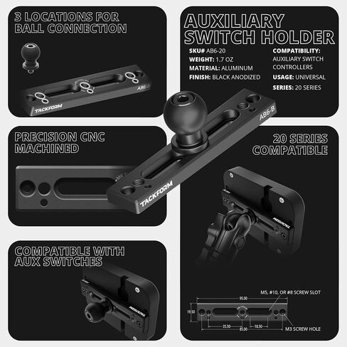Tackform 8 Gang Auxiliary Switch Panel Controller Mount with 20mm Ball | Compatible with Auxbeam | 6061-T6 CNC Billet Aluminum | NOT Compatible with 1" / B Sized Systems in Saudi Arabia