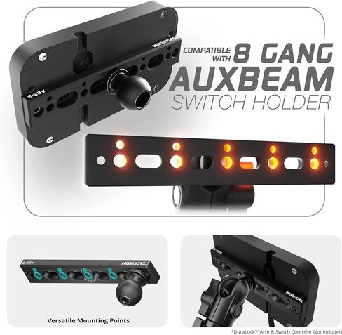Tackform 8 Gang Auxiliary Switch Panel Controller Mount with 20mm Ball | Compatible with Auxbeam | 6061-T6 CNC Billet Aluminum | NOT Compatible with 1" / B Sized Systems in Saudi Arabia