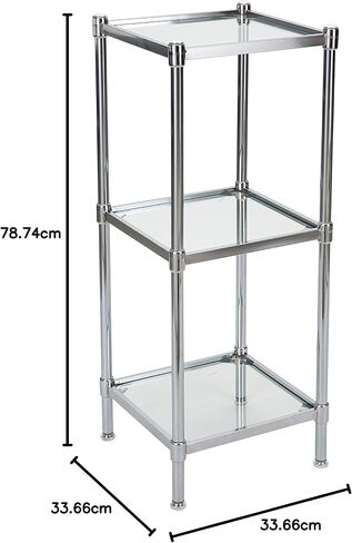 Organize It All 3 Tier Tempered Glass Freestanding Bathroom Storage Tower 13.25 x 13.25 x 31 inches in Saudi Arabia