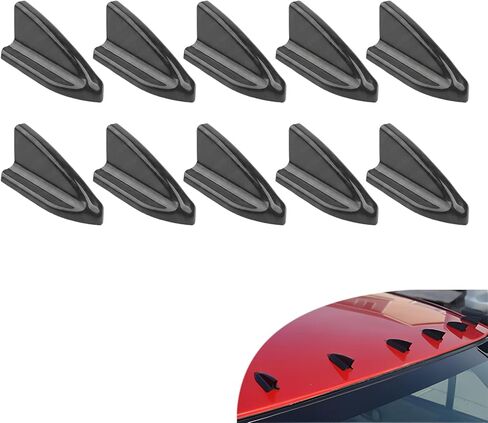 10 PCS Diffuser Shark Fin Kit, Self-Adhesive Smooth Linear Design Roof Wing Air Vortex Generator, Shark Fin Decorative Exterior Trim Accessory, Universal for Car (Black) in Saudi Arabia