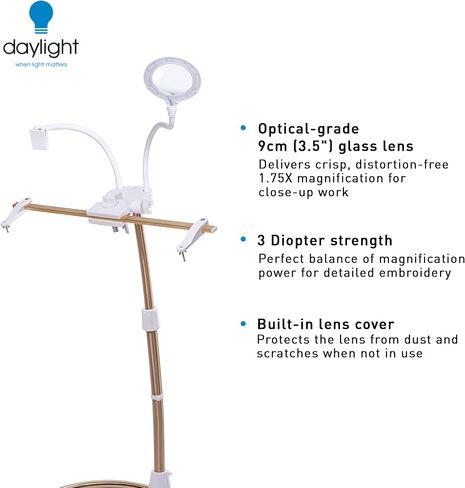 Daylight Company Stitchsmart Stand, Adjustable Embroidery Hoop Stand, Rotated Cross Stitch Stand, Hoop Holder, Hands Free Needlework Stand for Art Craft Sewing Projects,White in Saudi Arabia