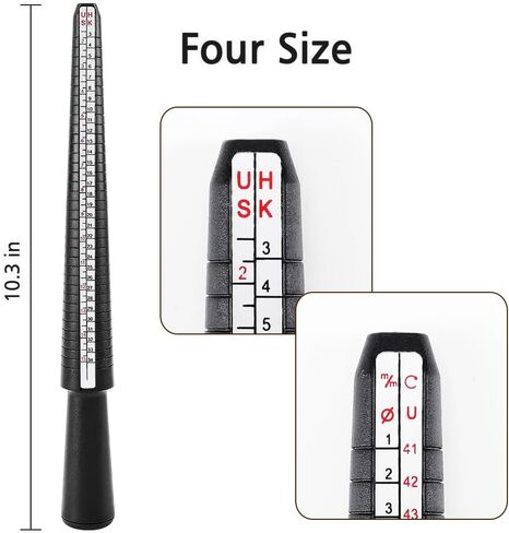 Accmor Ring Sizer Tool Including Ring Mandrel & Ring Sizer Guage, 4 Sizes Ring Measurement Stick Metal Mandrel & Finger Sizing Measuring Tool Set for Jewelry Making Measuring in Saudi Arabia