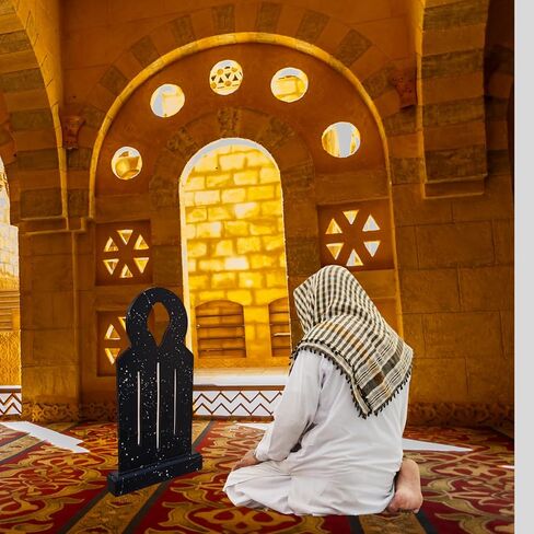 KS Mart Prayer Barrier Namaz Sutra - مقسم الصلاة الإسلامية الخشبية للمنزل والمسجد والمكتب | صلاة المسلم المصنوعة يدويًا سوترا من أجل Namaz Focus | (أبيض ، مصمم) in Kuwait