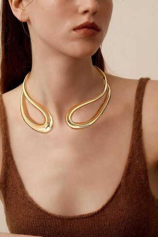 Gold Collar Necklace For Women Choker Collar Necklace Gold Cuff Necklaces Heavy Statement Necklaces Jewelry in Kuwait