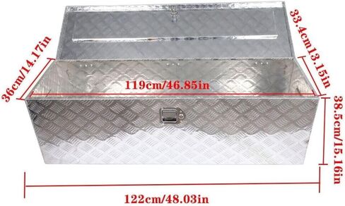48" Aluminum Truck Pickup ATV Camper Tool Box Trailer Flatbed Rv Storage w/Lock Rear Silver 5 Bar Tread 15 in -Item Height 901-73598 in Saudi Arabia