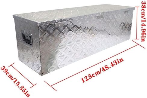 48" Aluminum Truck Pickup ATV Camper Tool Box Trailer Flatbed Rv Storage w/Lock Rear Silver 5 Bar Tread 15 in -Item Height 901-73598 in Saudi Arabia