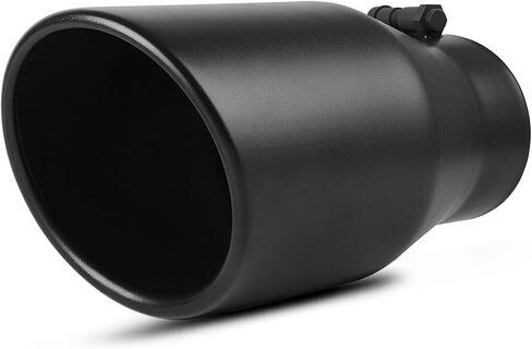 Autosaver88 4 بوصة طرف العادم الأسود مدخل ، 4 "مدخل 6" مخرج 12 "الطول الكلي للمسحوق الأسود المغلفة الطرف العادم من الفولاذ المقاوم للصدأ من الفولاذ المقاوم للصدأ لمدة 4" قطره الخارجي ، حافة مدفوقة ، بولت على in Saudi Arabia
